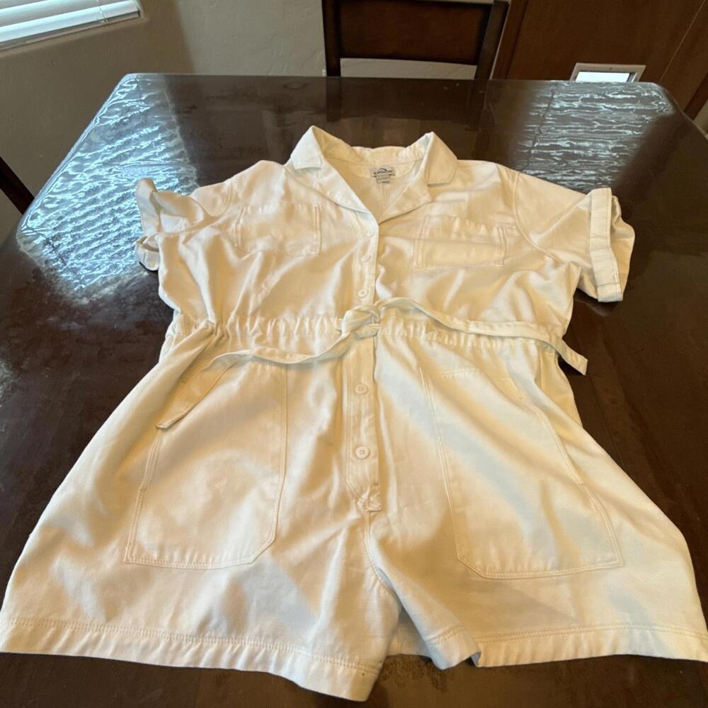 Vintage Jordache Romper Women's XXXL White With Pockets Tie  Waist Collared